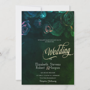 Elegant Cool Roses Gothic Wedding Invitation