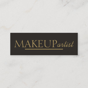 Elegant Cool Stylish Grey Gold Makeup Artist Mini Business Card