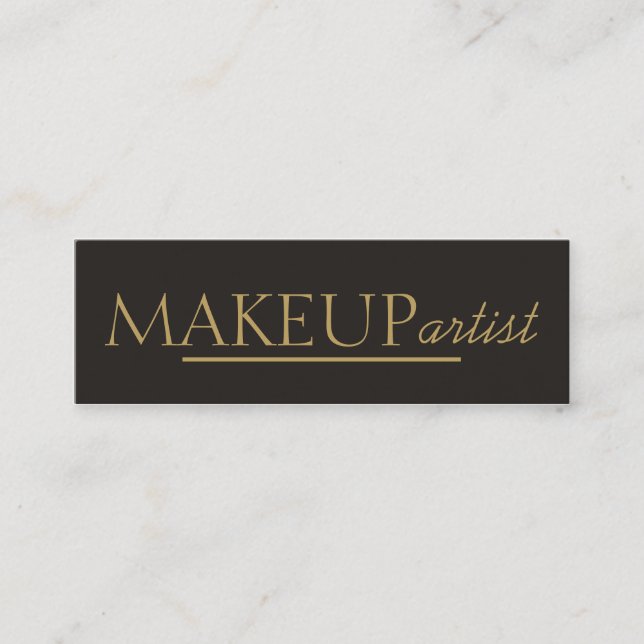 Elegant Cool Stylish Grey Gold Makeup Artist Mini Business Card (Front)
