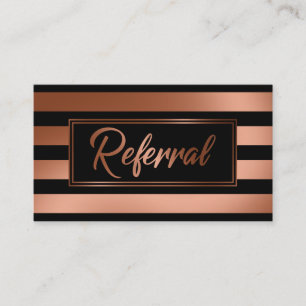 Elegant Copper and Black Striped Referral Cards