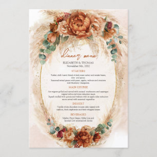 Elegant Copper and burgundy flowers greenery menu