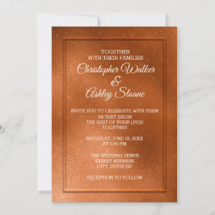 Elegant Copper and Cream Wedding Invitation