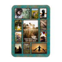 Elegant Copper And Teal Frame Family Photo Collage