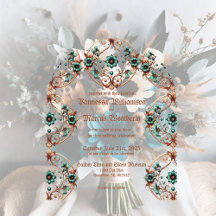 Elegant Copper and Turquoise Floral Circle 