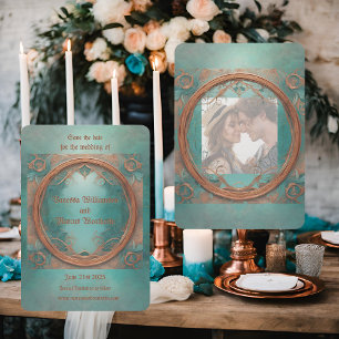 Elegant Copper and Turquoise Save The Date