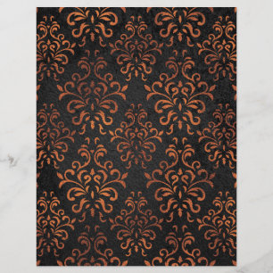 Elegant Copper & Black Damask Paper