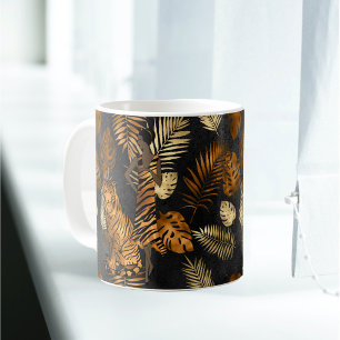 Elegant Copper Black Graphic Tiger Coffee Mug