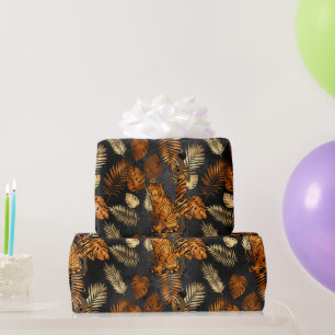 Elegant Copper Black Graphic Tiger Wrapping Paper