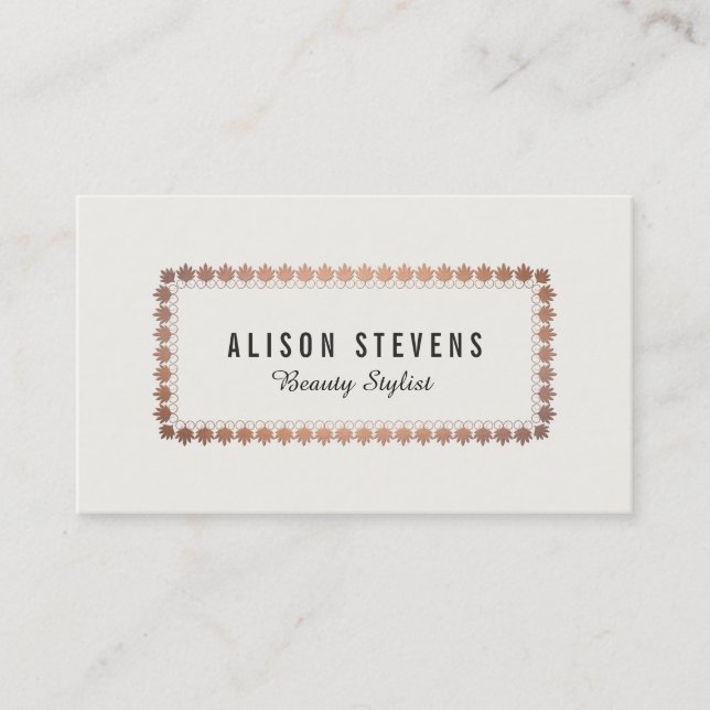 Elegant Copper Border, Makeup Artist Beauty, Salon Business Card (Front)