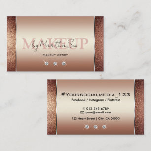 Elegant Copper Brown Noble Glitter with Diamonds Business Card