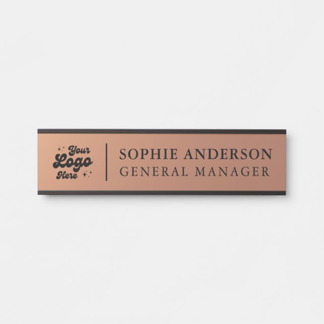 Elegant Copper Custom Logo Name Job Title Door Sig Door Sign (Front)