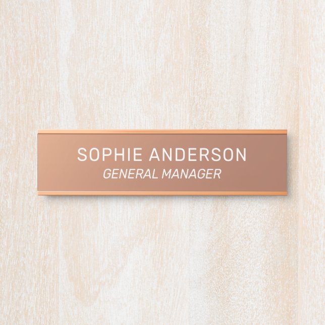 Elegant Copper Custom Name Job Title Door Sign (Front)