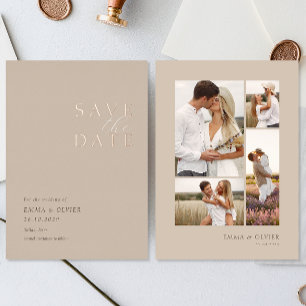 Elegant Copper Desert Sand  Photo Collage Wedding Foil Holiday Card