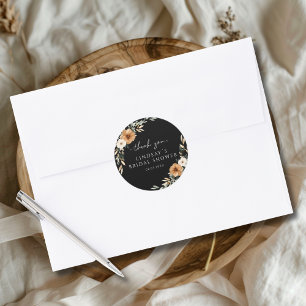 Elegant Copper & Earthy Black Bridal Shower Classic Round Sticker