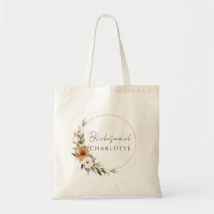 Elegant Copper & Earthy Botanical Bridesmaid Tote Bag