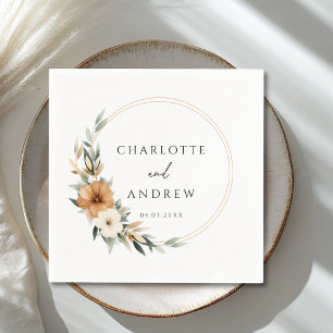 Elegant Copper & Earthy Botanical Wedding  Napkin