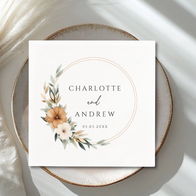 Elegant Copper & Earthy Botanical Wedding  Napkin (Elegant Copper & Earthy Botanical Wedding Napkins)