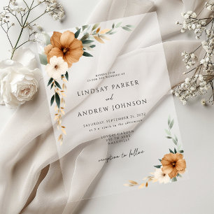 Elegant Copper & Earthy White Wedding Acrylic Invitations