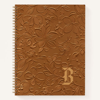 Elegant Copper Floral Monogram Spiral Notebook