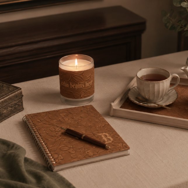 Elegant Copper Floral Monogram Spiral Notebook (Creator Uploaded)