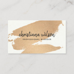 ELEGANT COPPER FOIL BLACK BRUSH STROKE CALLIGRAPHY BUSINESS CARD