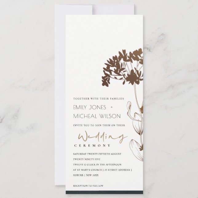 ELEGANT COPPER FOIL HYDRANGEA FLORAL WEDDING INVITATION (Front)
