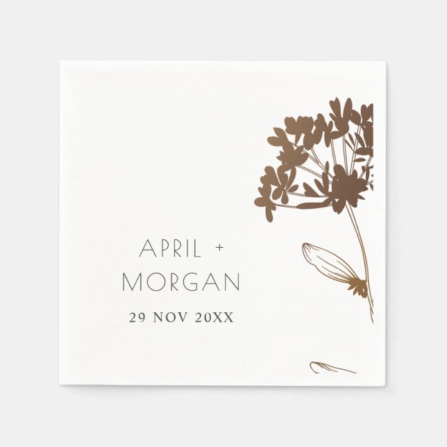 ELEGANT COPPER FOIL HYDRANGEA FLORAL WEDDING  NAPKIN (Front)
