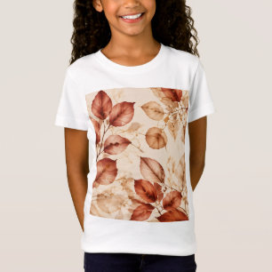 Elegant Copper Gold Autumn Leaves Botanical Patter T-Shirt