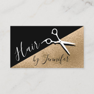 Elegant copper gold &  black scissors hairstylist business card