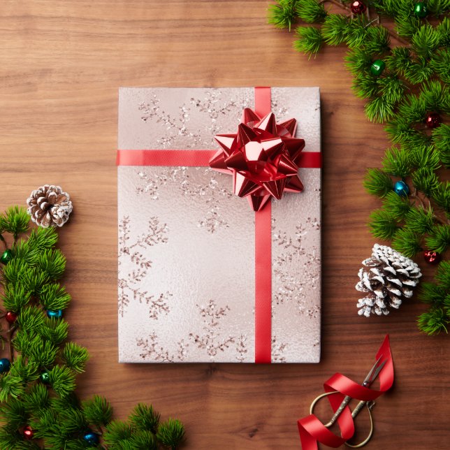Elegant Copper Gold Christmas Snowflake Pattern Wrapping Paper (Holiday Gift)