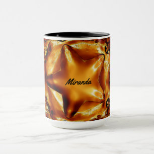 Elegant Copper Gold Christmas Star Custom Name Mug