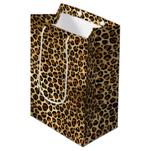 Elegant Copper Gold Leopard Animal Print Medium Gift Bag