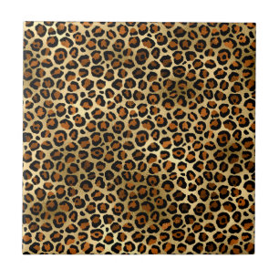 Elegant Copper Gold Leopard Animal Print Tile