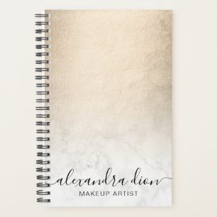 Elegant copper gold white marble makeup artist planner