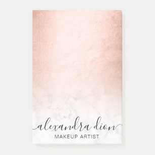 Elegant copper gold white marble makeup artist post-it notes