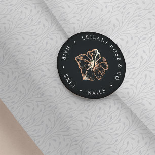 Elegant Copper Hibiscus Flower Personalized Classic Round Sticker