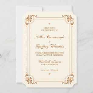 Elegant Copper Ivory Vintage Formal Wedding Invitation
