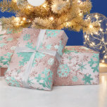 Elegant Copper & Mint Christmas Snowflake Pattern Wrapping Paper<br><div class="desc">Pretty faux copper rose gold & mint green Christmas pattern.</div>