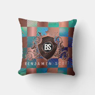 Elegant Copper Monogram Throw Pillow