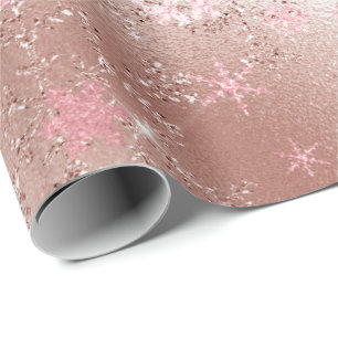 Elegant Copper & Pink Christmas Snowflake Pattern Wrapping Paper