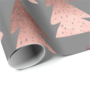 Elegant copper rose gold Christmas tree pattern Wrapping Paper