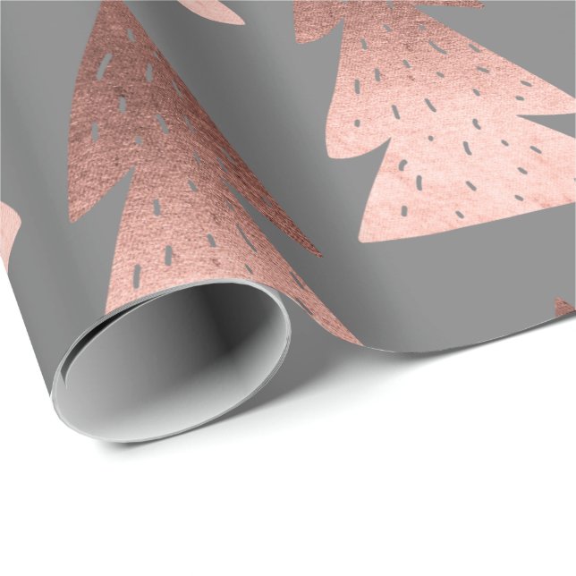 Elegant copper rose gold Christmas tree pattern Wrapping Paper (Roll Corner)