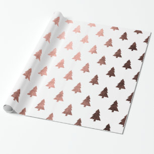 Elegant copper rose gold Christmas tree pattern Wrapping Paper