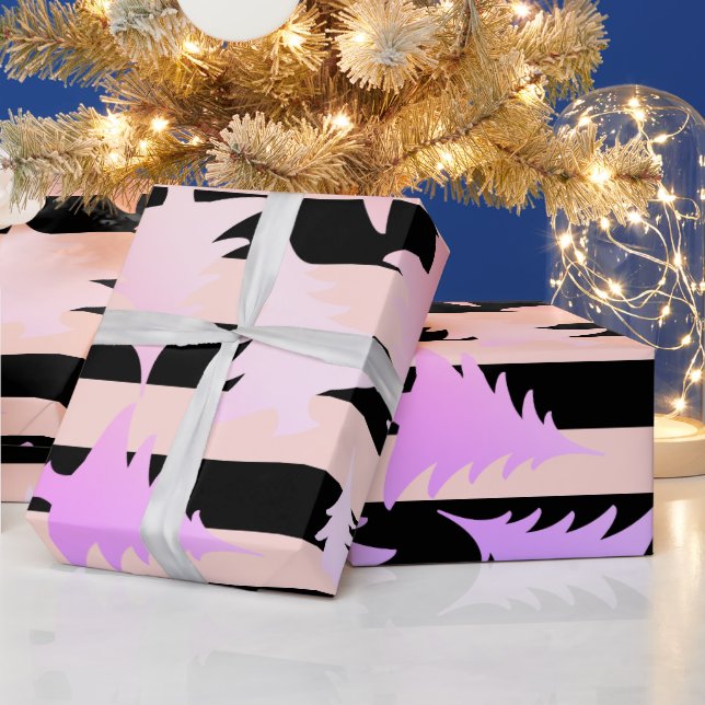 Elegant copper rose gold Christmas tree pattern Wrapping Paper (Holidays)