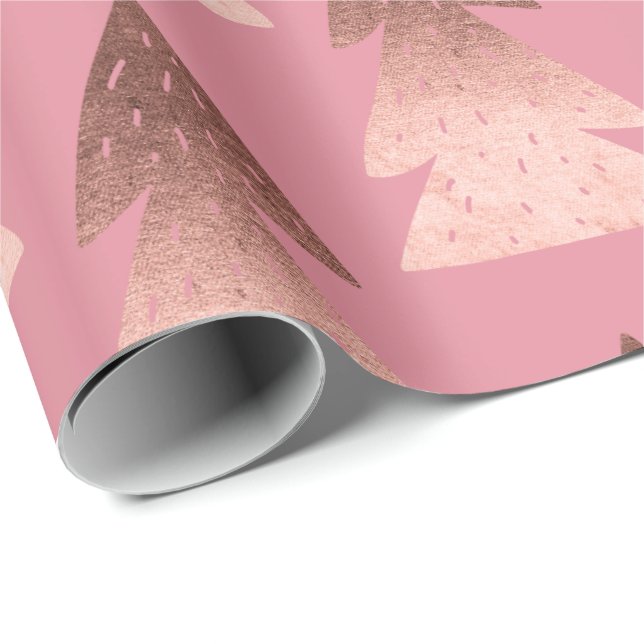 Elegant copper rose gold Christmas tree pattern Wrapping Paper (Roll Corner)