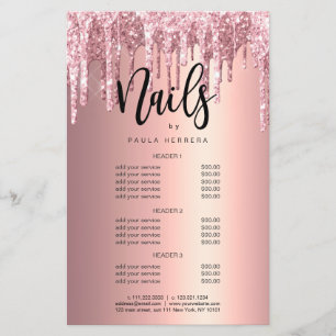 Elegant copper rose gold glitter drip nails flyer