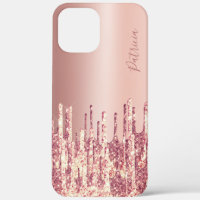 Elegant copper rose gold glitter drips custom