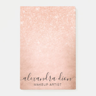 Elegant copper rose gold glitter makeup artist post-it notes
