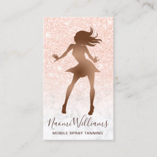 Elegant copper rose gold glitter marble spray tans business card