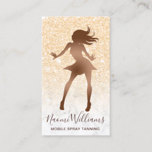 Elegant copper rose gold glitter marble spray tans business card